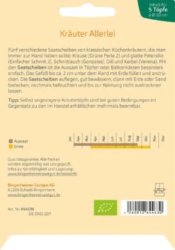Küchenkräuter "Allerlei", 5 Saatscheiben -Garten Flaire Verkaufsgeschäft bingenheimer saatgut kuechenkraeuter allerlei 1587623 de
