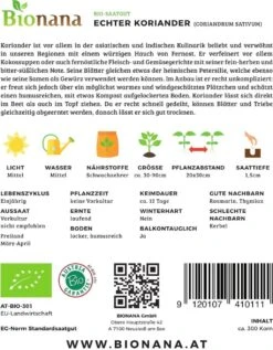 Bio Echter Koriander -Garten Flaire Verkaufsgeschäft bionana bio echter koriander 1 paket 1674679 de