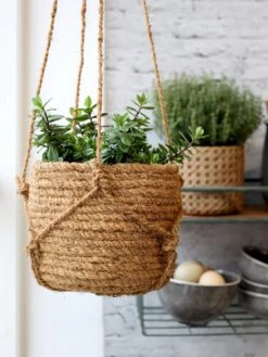 Blumenampel Korb Natur, H14/D18 Cm -Garten Flaire Verkaufsgeschäft chic antique blumenampel korb natur 1607726 de