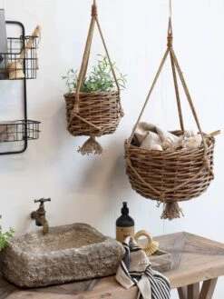 Korb-Blumenampel, H 22 Cm Ø 35 Cm -Garten Flaire Verkaufsgeschäft chic antique korb blumenampel 1505984 de