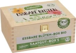 Essbare Blüten Saatgut-Box S Bio, Holzbox