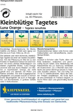 Kleinblütige Tagetes "Luna Orange" -Garten Flaire Verkaufsgeschäft kiepenkerl kleinbluetige tagetes luna orange 1 paket 1665263 de
