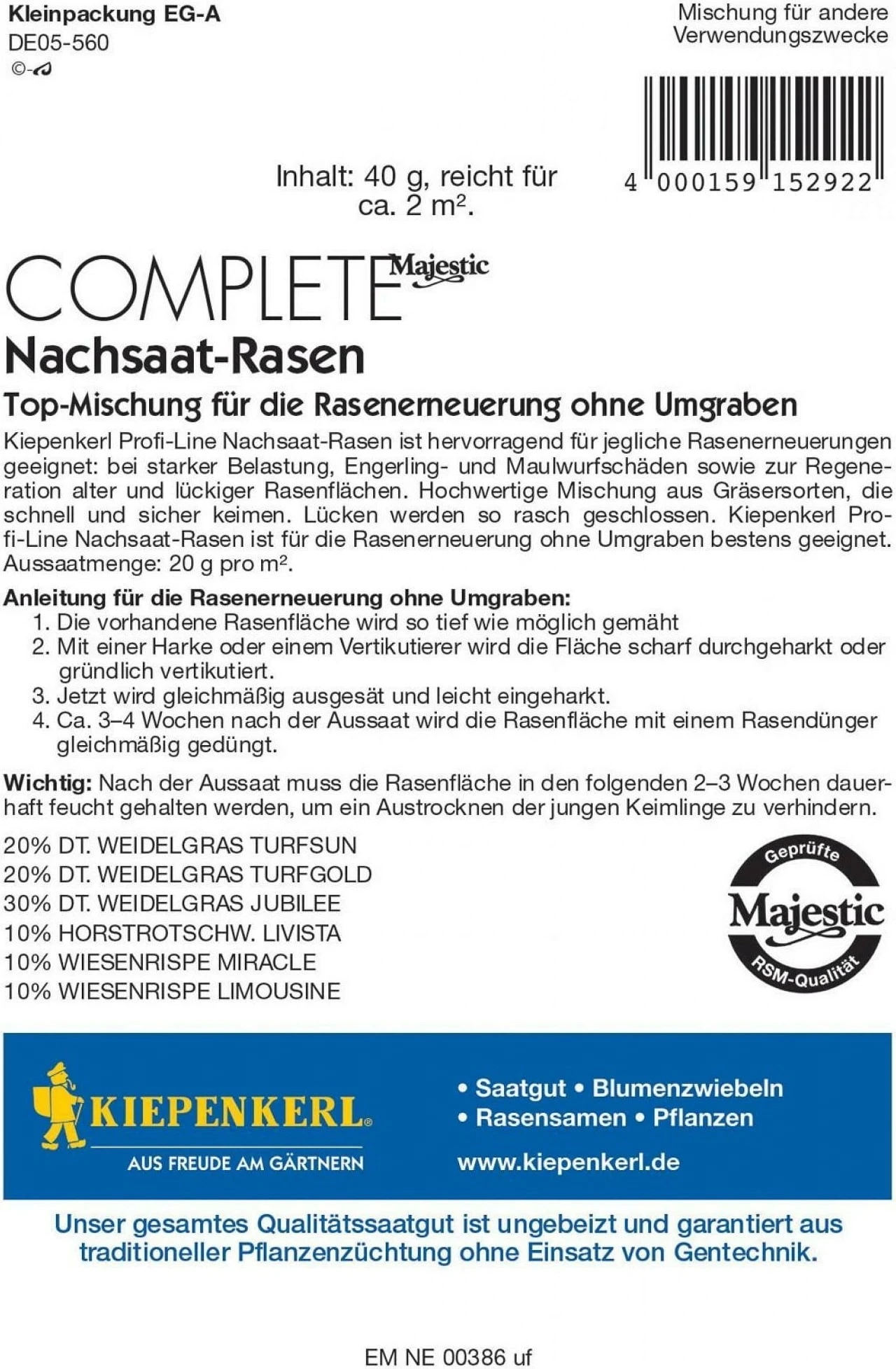 Profi-Line Complete Nachsaat-Rasen, 40 G 4 Profi-Line Complete Nachsaat-Rasen, 40 G – Bild 2