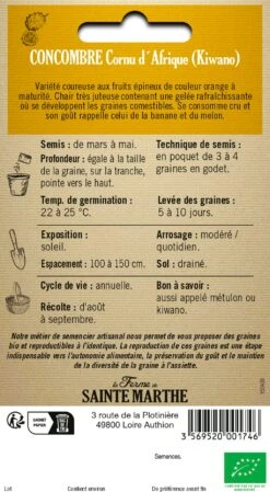 Horngurke "Cornu D´Afrique (Kiwano)" -Garten Flaire Verkaufsgeschäft la ferme de sainte marthe horngurke cornu dafrique kiwano 1688527 de
