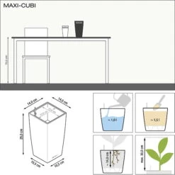 LECHUZA Tischgefäß MAXI CUBI, Weiß Hochglanz -Garten Flaire Verkaufsgeschäft lechuza maxi cubi tischgefaess 1163595 de