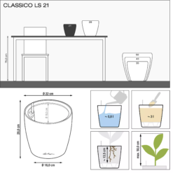 LECHUZA Pflanzgefäß CLASSICO Color LS 21, Schiefergrau -Garten Flaire Verkaufsgeschäft lechuza pflanzgefaess classico color ls 21 muskat 1617199 de