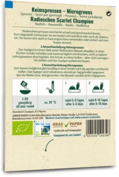 Bio Keimsprossen/Microgreens - Radieschen "Scarlet Champion" 5 Bio Keimsprossen/Microgreens - Radieschen "Scarlet Champion" -Garten Flaire Verkaufsgeschäft samen maier bio keimsprossen microgreens radieschen scarlet champion 1672935 de