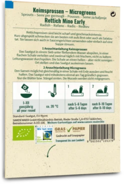 Bio Keimsprossen/Microgreens - Rettich "Mino Early" -Garten Flaire Verkaufsgeschäft samen maier bio keimsprossen microgreens rettich mino early 1672929 de