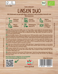 Bio Keimsprossen-Saat Linsen Duo -Garten Flaire Verkaufsgeschäft sperli bio keimsprossen saat linsen duo 1615105 de