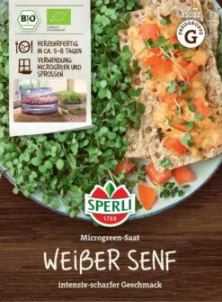 Bio Microgreen-Saat "Weißer Senf" -Garten Flaire Verkaufsgeschäft sperli bio microgreen saat weisser senf 1 pkg 1108399 de